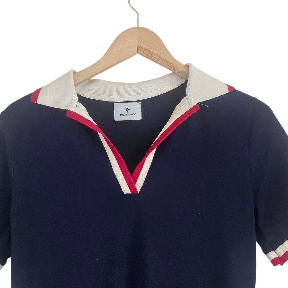 Tuckernuck Hutton Cotton Polo Mini Shift Dress Navy Size Small Preppy Tennis - Picture 3 of 9